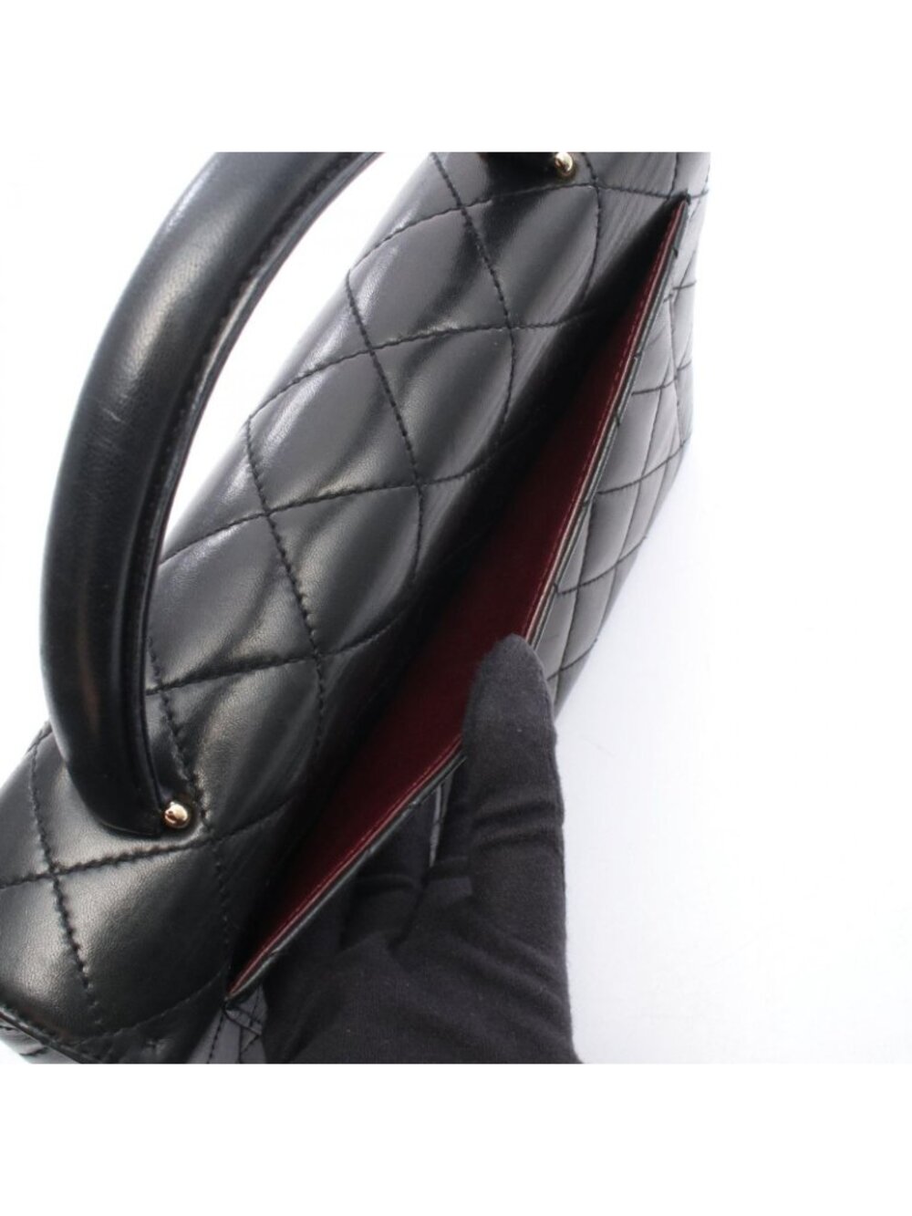 Chanel Handbag Quilted Black Lambskin Top Handle - Picture 9 of 10
